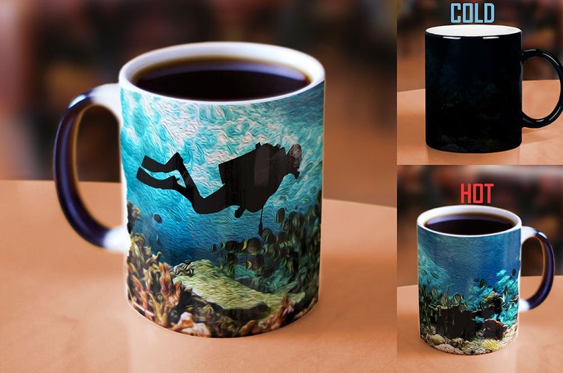 Morphing Mugs Ocean Mug - Scuba Dive Coral Reef - One 11 oz Color Changing Heat Sensitive Ceramic Mug â€“ Image Revealed When HOT Liquid Is Added! - Image 2